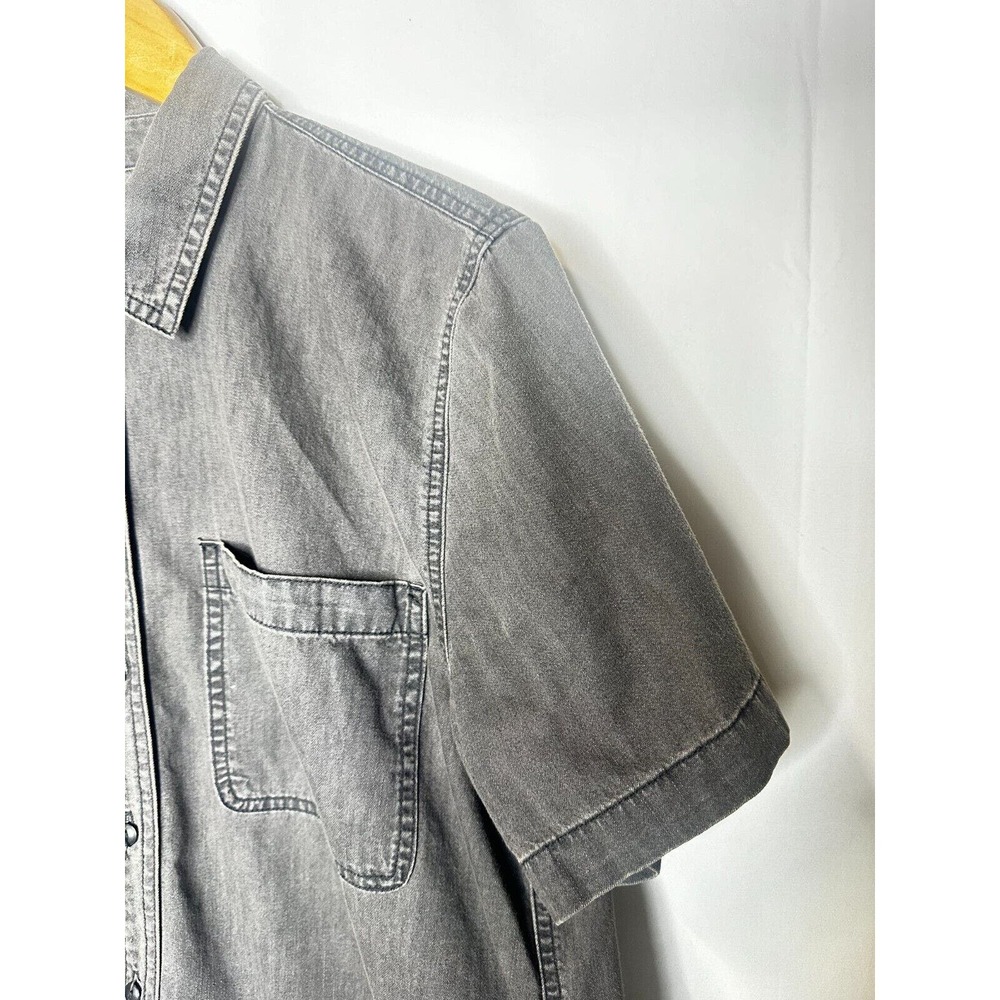 Madewell Denim Short-Sleeve Back-Pleat Shirt in Lunar Wash Size Large Collared - Picture 10 of 10